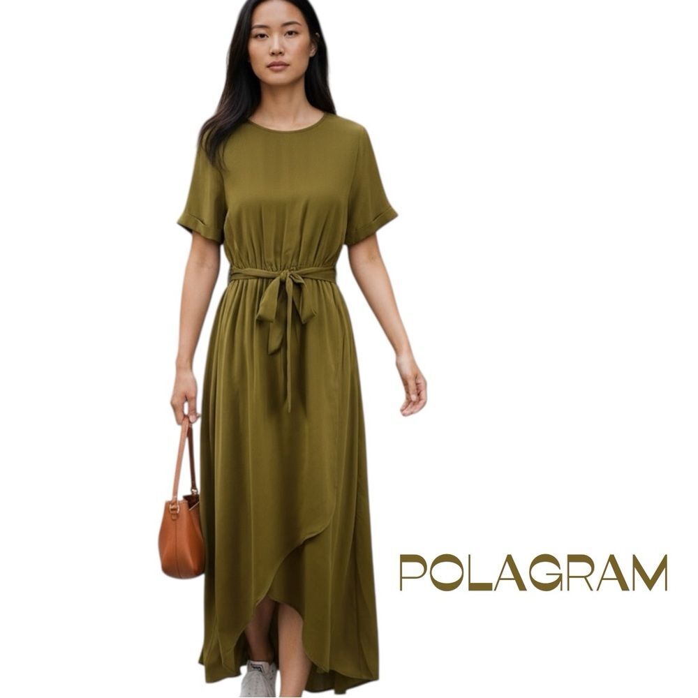 POLAGRAM Mustard Yellow Midi Dress NWOT Size S CottageCore Bohemian